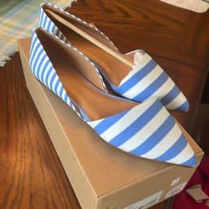 J. Crew Flats Zoe D'orsay Striped White Blue Size 8.5 new
